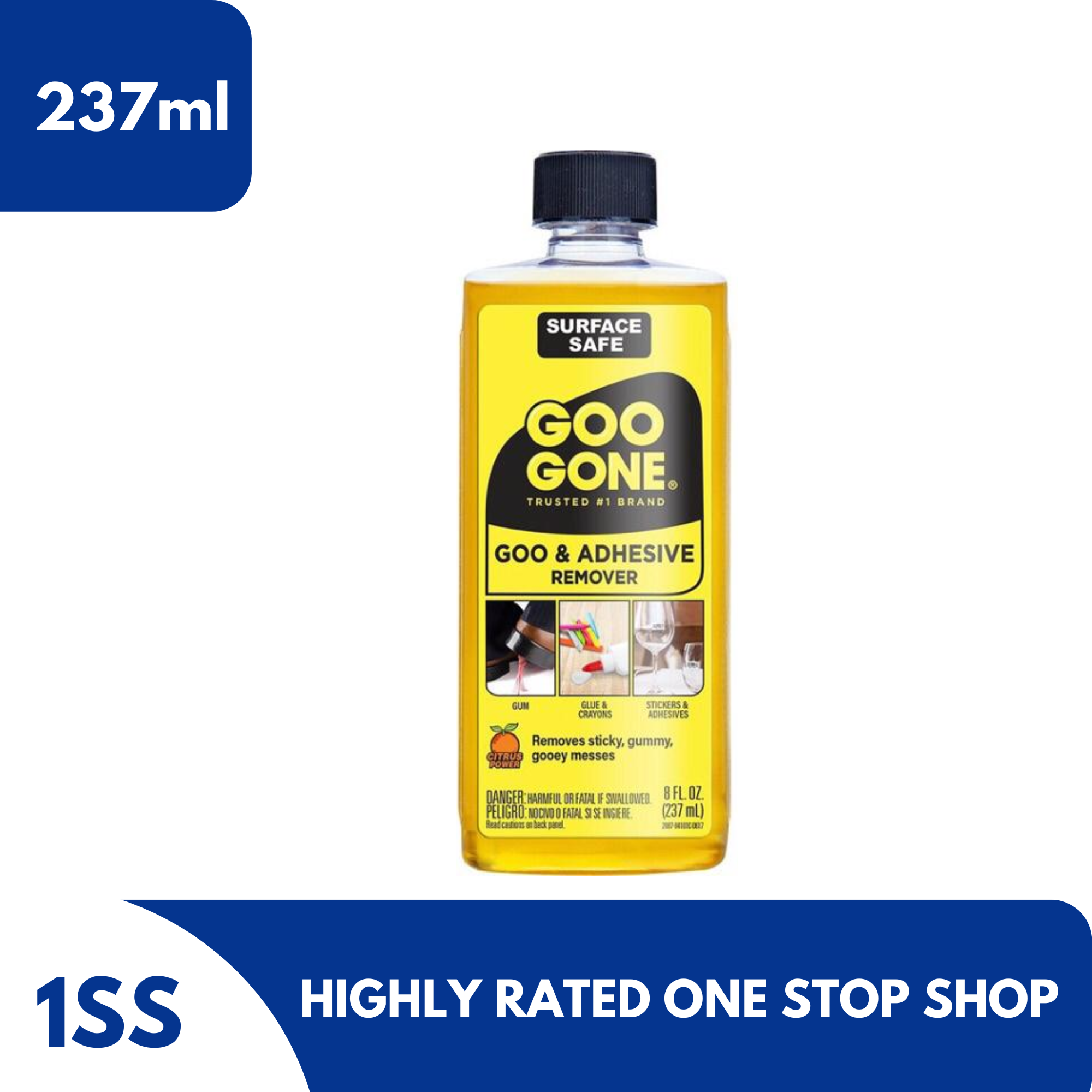 Goo Gone Adhesive Remover - 8 Ounce - Surface Safe Adhesive Remover Safely  Removes Stickers Labels Decals Residue Tape Chewing Gum Grease Tar