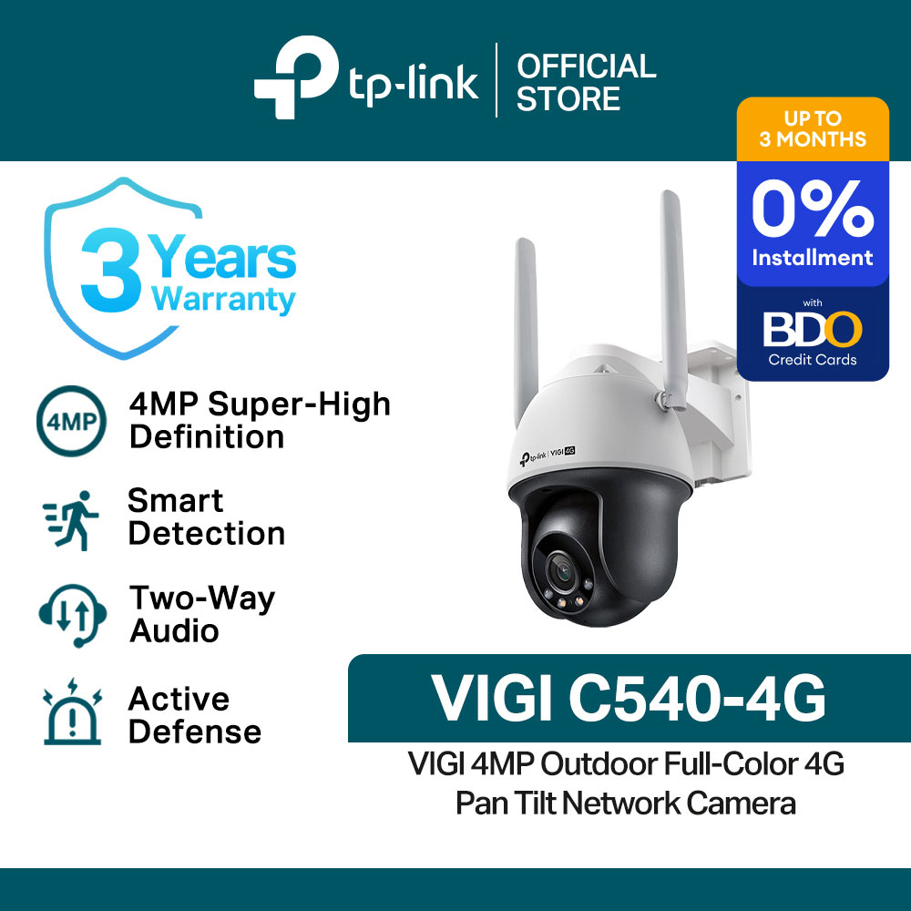 TP-Link Official Store / VIGI C540-4G / 4MP Full-Color 4G Pan Tilt Outdoor Home Security Network CCTV Camera Connect to Cellphone