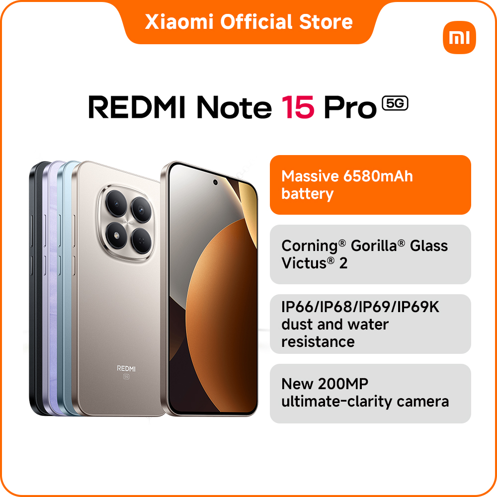 New REDMI Note 15 Pro 5G Smartphone | 8GB+256GB/12GB+256GB/12GB+512GB, Massive 6580mAh battery, Corning® Gorilla® Glass Victus® 2, New 200MP ultimate-clarity camera, 6.83" 1.5K CrystalRes AMOLED display, MediaTek Dimensity 7400-Ultra Presyo 16,999 Piso*Libreng Shipping