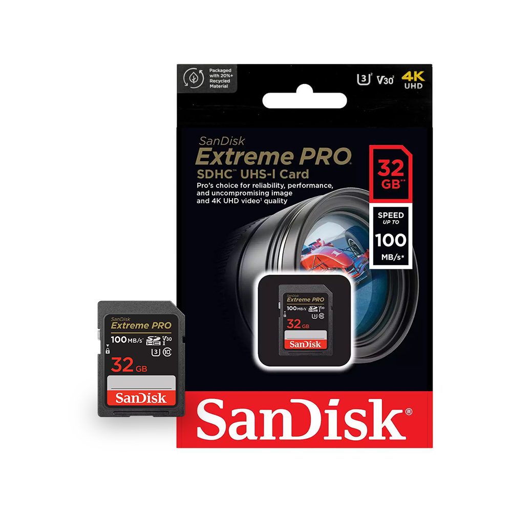 SanDisk Extreme Pro SD Card 32GB UHS-I SDHC Class 10, 100mb/s Read