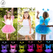 Luxa Halloween 4 Pcs Set Luminous Butterfly Costume for Girl Party Wings Fairy Costume Costume for Kids Birthday Present