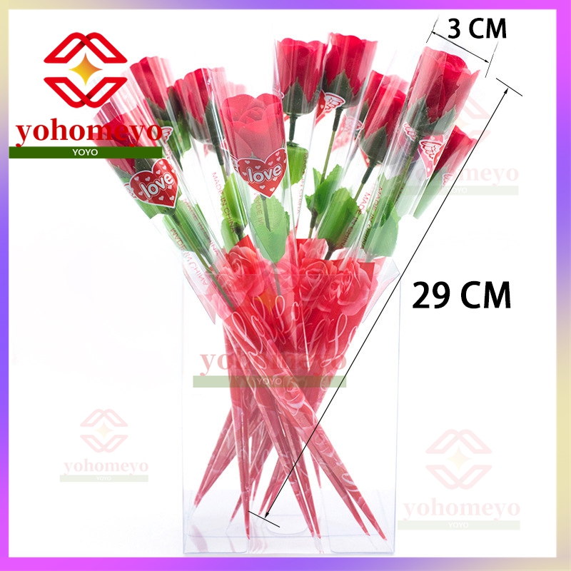 【Ready Stock】10PCS-Single rose soap flowers 11.4inches(29cm) Single rose soap flowers 15inches /Valentine's day flowers /Mother's Day roses/Wedding roses - Image 2