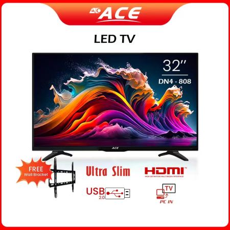 Ace 32 Slim LED TV Black LED-808 DN4 HD LED TV with bracket