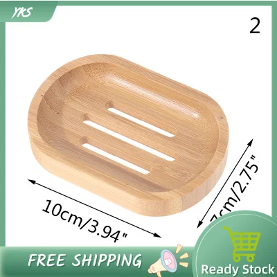 YKS 1X Bamboo Soap Dishes Tray Holder Storage Soap Rack Plate Bathroom Soap Dish Box (3)