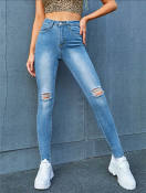 919 Jeans: Korean High Waist Ripped Knee Denim for Women