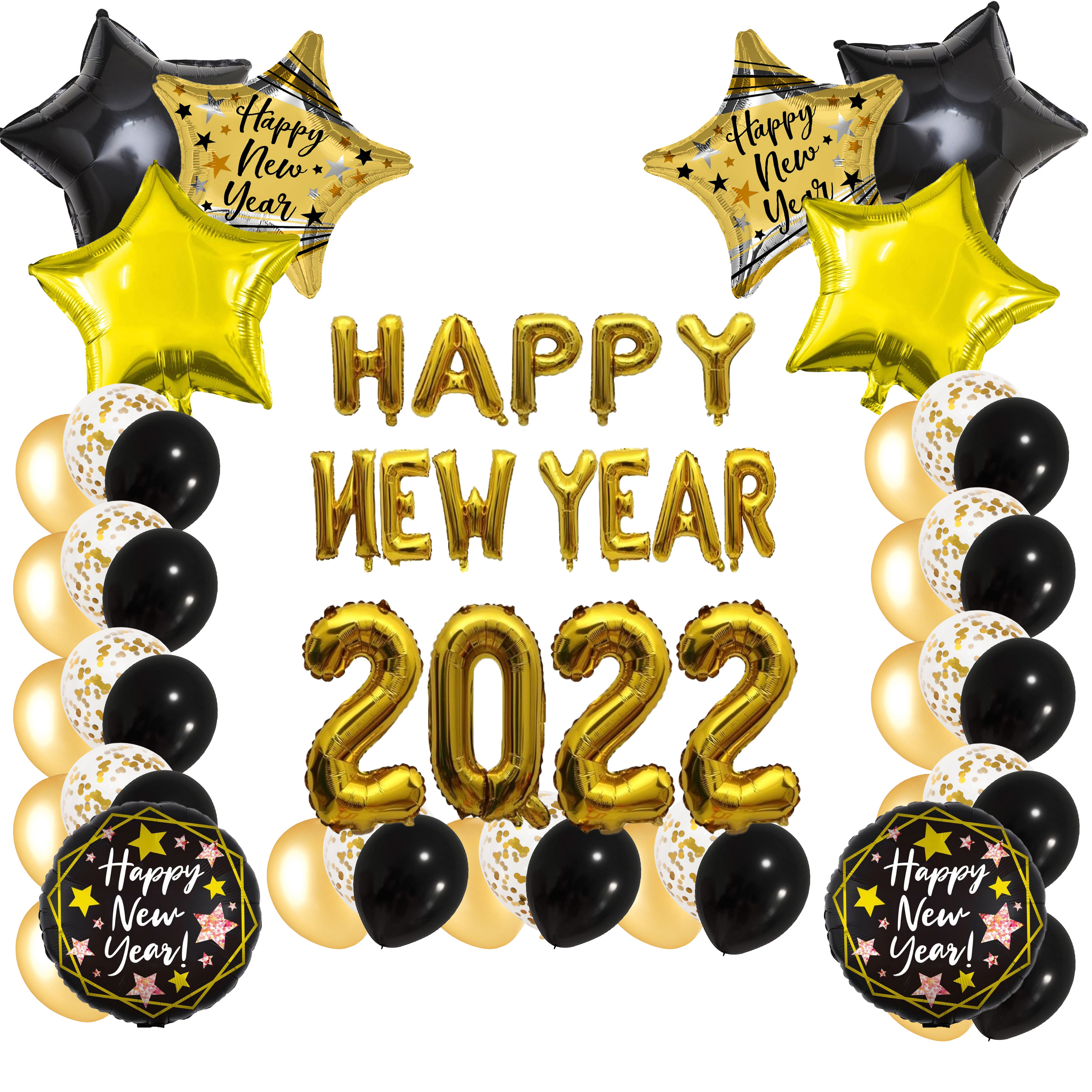 Happy New Year Arch Set Giant 32 inches 2024 Balloons Gold Balloon ...