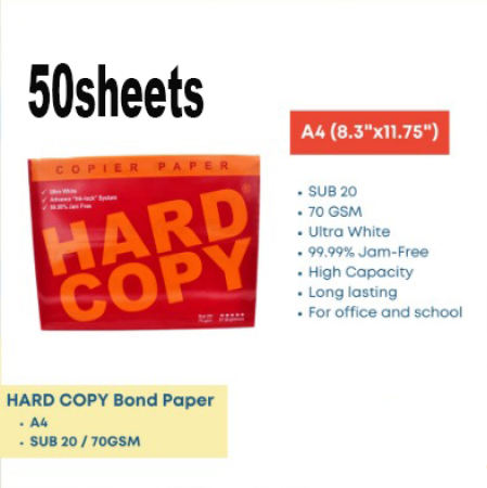 Sold per 50 / 100 sheets Hard Copy /Bond Paper sub20