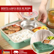 Stainless Steel Bento Lunch Box with Leak-proof Dividers