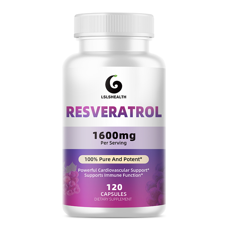 LsHealth Resveratrol 1600mg, Trans-Resveratrol bổ sung chất chống oxy hóa với Xanh lá cây trà, chiết xuất hạt nho và Quercetin, giúp hỗ trợ sức khỏe tiêu hóa và hệ thống miễn dịch