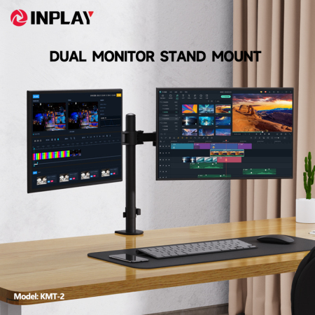 Inplay Dual Arm Adjustable Monitor Stand for 14-27" Screens