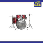 GTX 5-Piece Drumset with Hardware and Cymbals, Wine Red