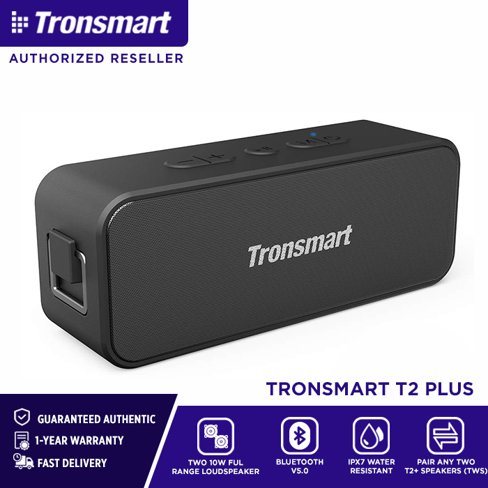Tronsmart T2 Plus 20W Outdoor Waterproof Speakers Bluetooth 5.0, IPX7 Portable Wireless Speakers, 24-Hour Playtime, TWS, Built-in Mic, Speaker for Hom