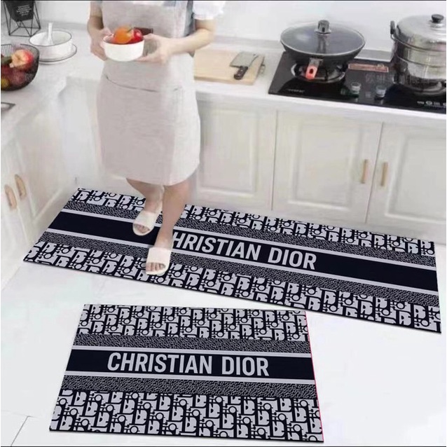 2023 LV02 Rectangle Anti-slip Kitchen Room Floor Mat Flannel Carpet Rug