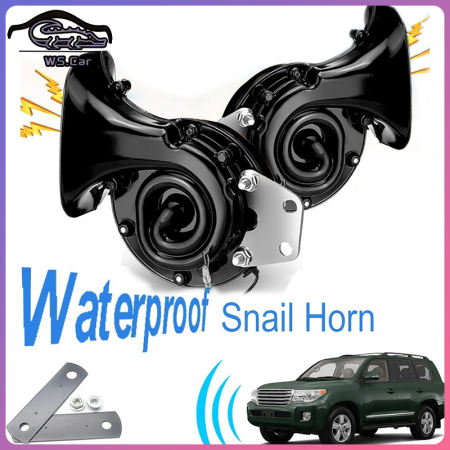 Universal 12V Car Horn 2pcs, Super Loud Waterproof Snail Horn