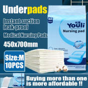 Youli Medium Underpads 10 Pack for Adults, Multi-Purpose Disposable