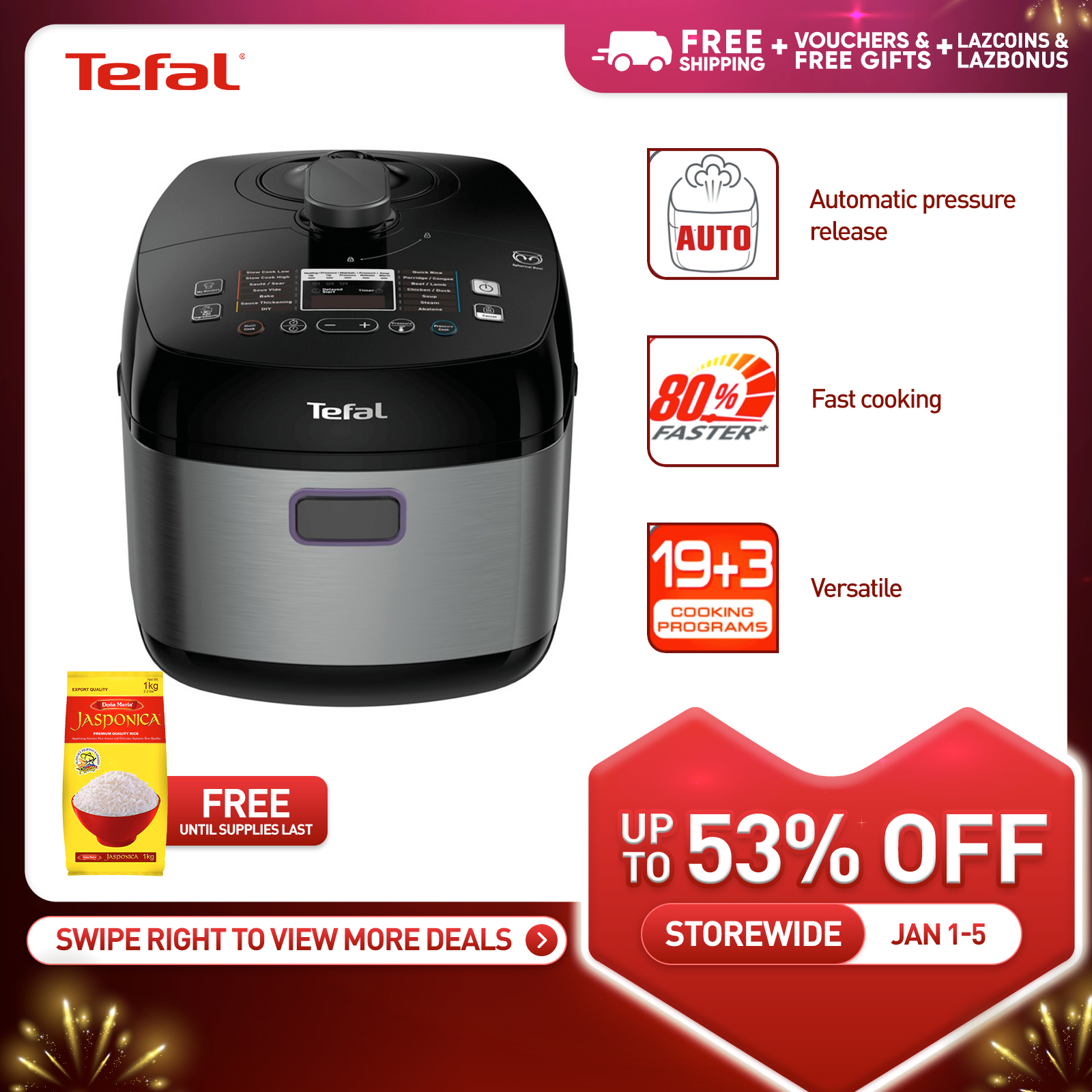 Tefal Home Chef Smart Electric Pressure Cooker 6L capacity CY601D –  Famousbrands-ph