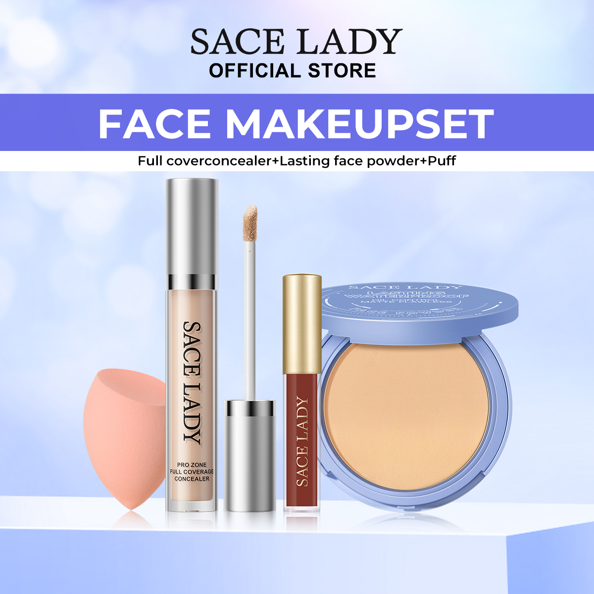 Discount on SACE LADY  shoes - SKU: SACE LADY Waterproof Pressed Powder & Full Coverage Concealer & Matte Liptint Long Lasting Oil Contr