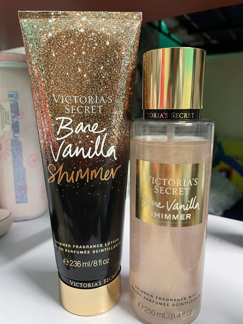 Fragrance Lotion Victoria Secret Shimmer Bare Vanilla 2IN1 SET