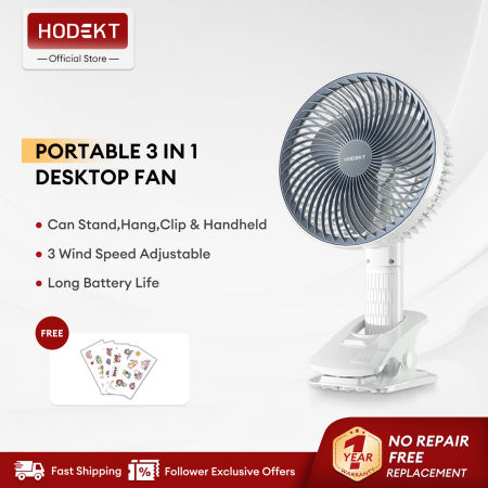 HODEKT Rechargeable Clip Mini Fan - Portable and Powerful