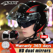 Motorcycle Half Face Helmet with ICC Certification - 365 Day Warranty