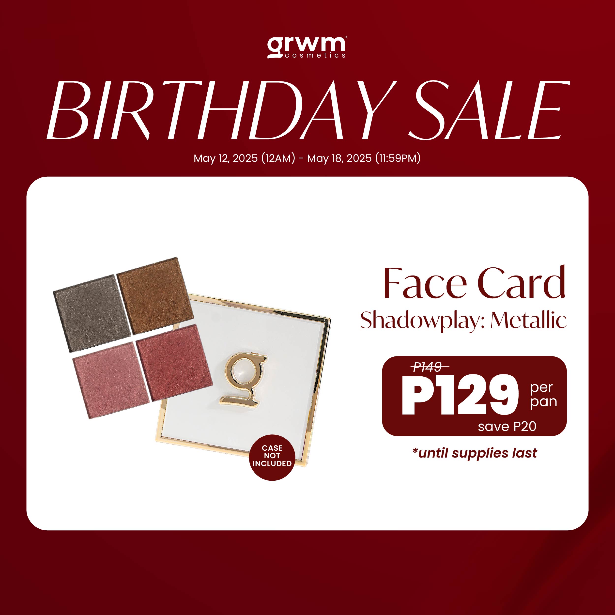 Discount on GRWM Cosmetics  shoes - SKU: GRWM Cosmetics Face Card Shadowplay - Metallic Eyeshadow [case not included]