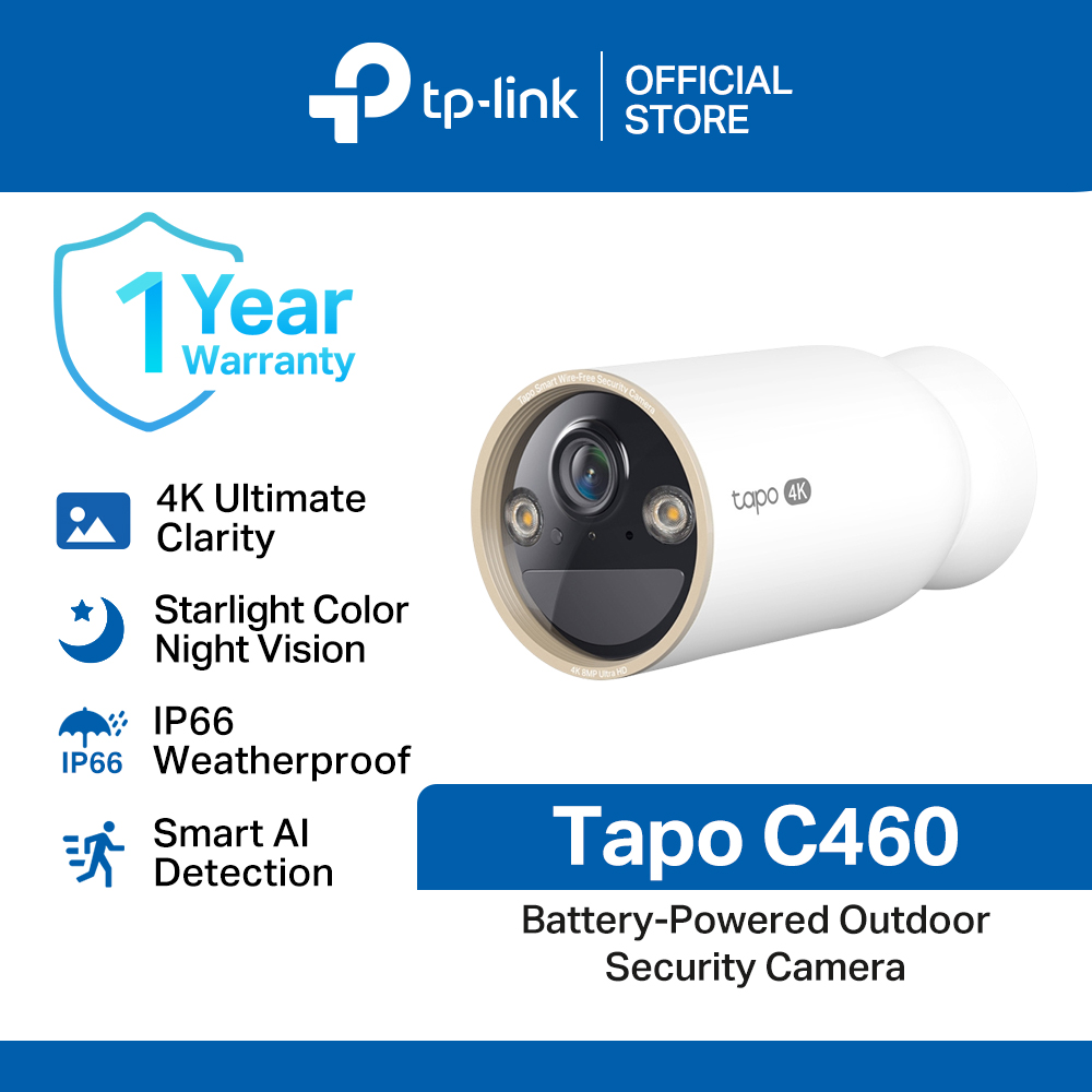TP-Link Official Store / Tapo C460 / 4K 8MP Battery-Powered Outdoor AI Home WiFi IP Security Cctv Sale Camera Connect to Cellphone with Mic and Speaker