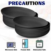 LHK Wheat Straw Black Microwaveable Dinner Plates (12 PCS)