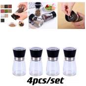 4-Piece Glass Salt Pepper Mill Grinder Set by 