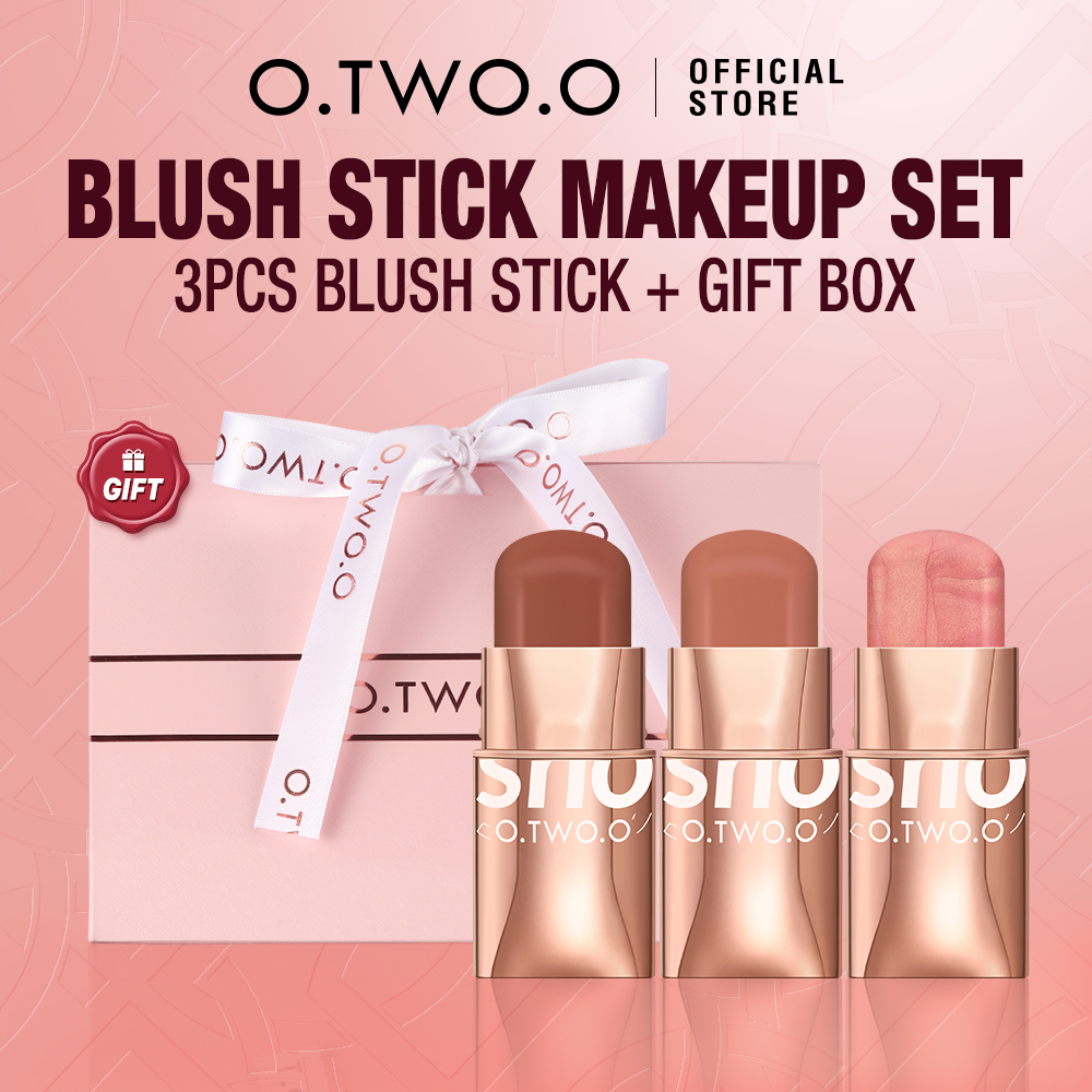 Discount on O.TWO.O  shoes - SKU: O.TWO.O 3pcs Makeup Blush Cream Stick Waterproof Long-lasting Lip Cheek Eye Multi-use Stick Make-up 