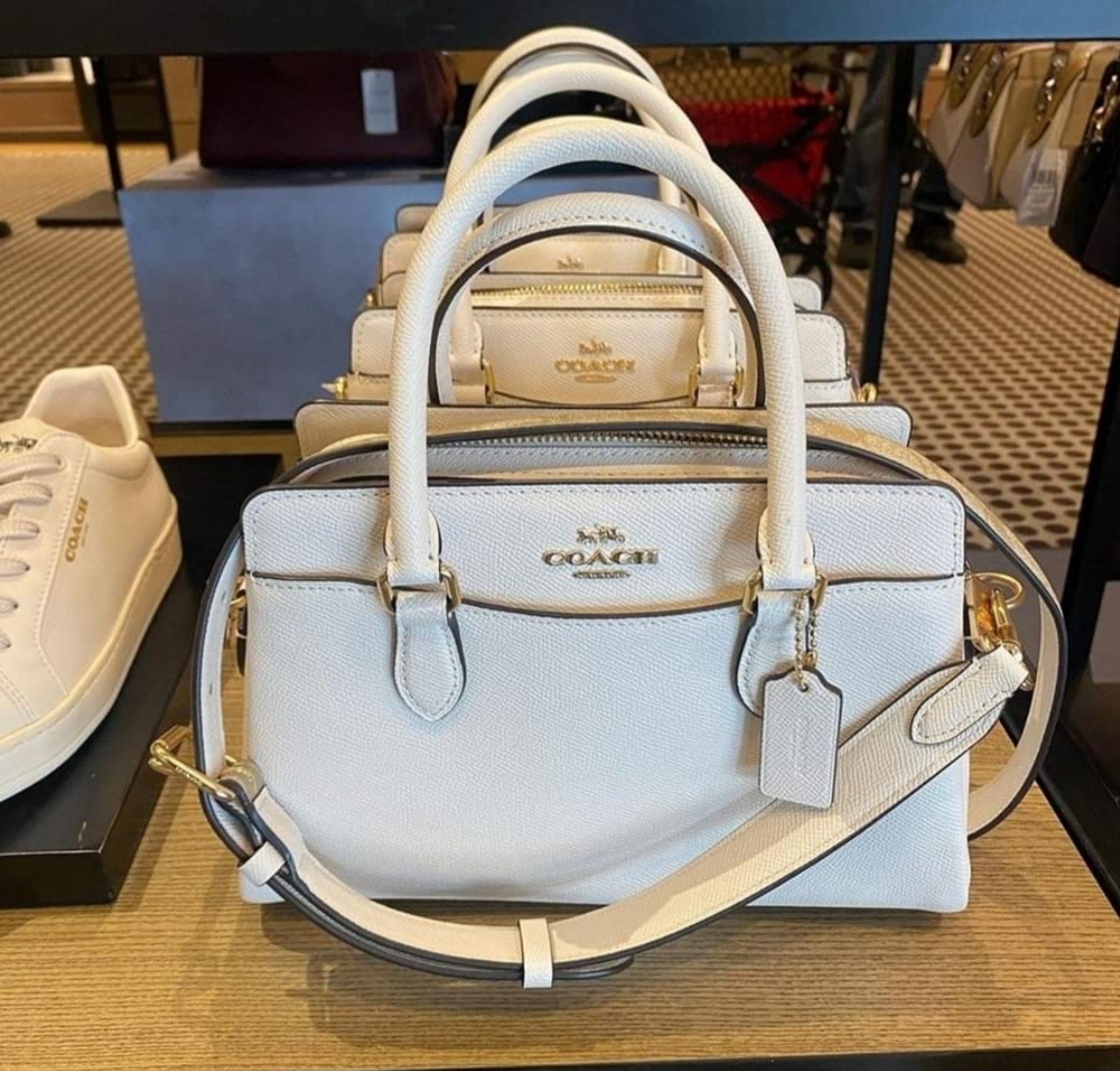 Coach White Signature Canvas Mini Darcie Carryall Bag Coach