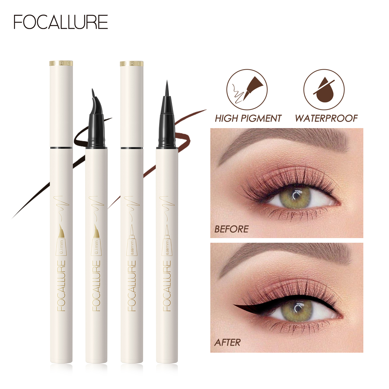 Discount on Focallure  shoes - SKU: FOCALLURE Two Style Ultrafine Quick-dry Liquid Eyeliner #ConfidenceHalo Waterproof Long lasting Make