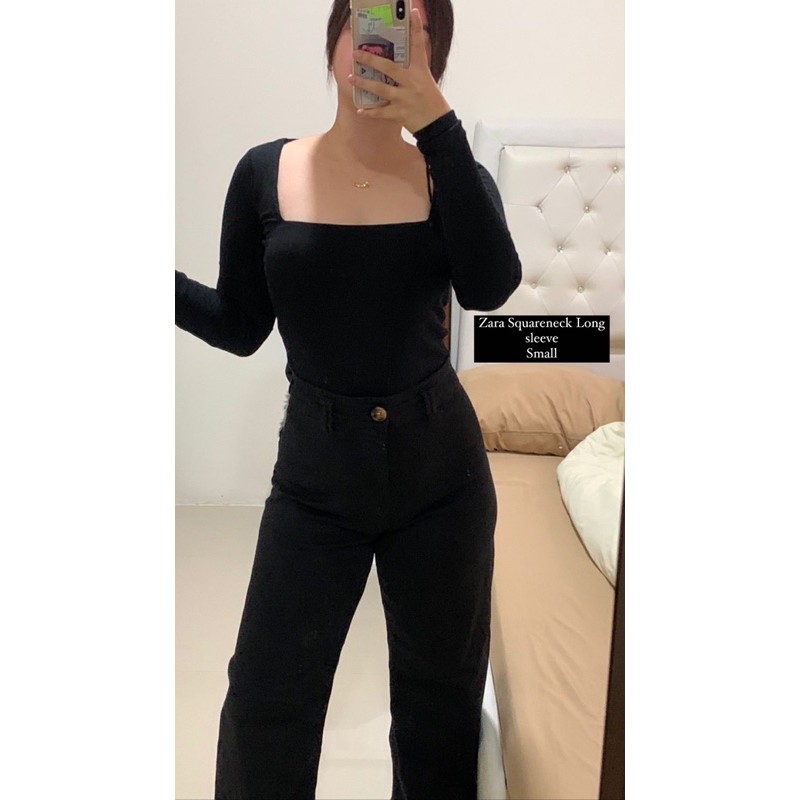 zara square neck shirt