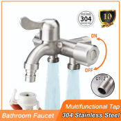 304 Stainless Steel Three Way Wall Mounted Bathroom Faucet