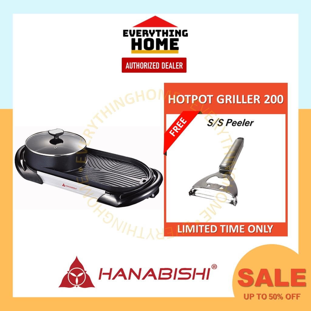 Hanabishi Electric Hotpot BBQ Samgyupsal Grill W/ Die Cast Griller HHO