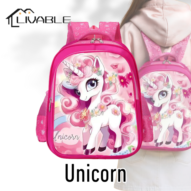 LIVABLE Cartoon School Backpack Large Capacity Student Shoulder Bag Waterproof Travel Bag Boys&Girls Canvas School Bag - Image 4