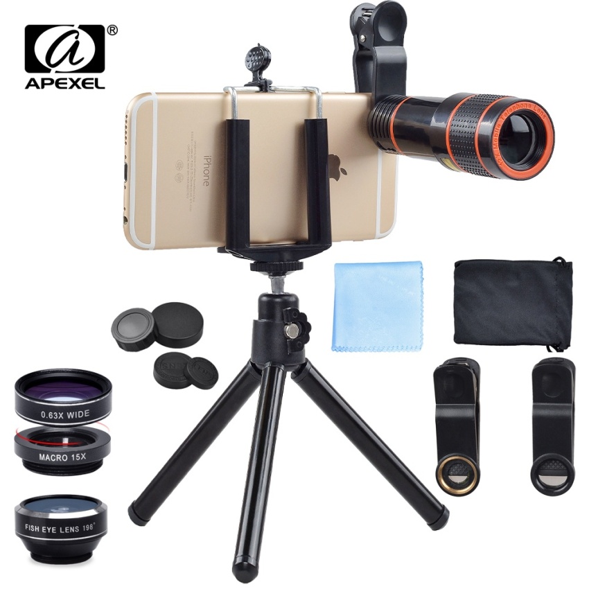 Apexel 5 In 1 12X Zoom Telephoto Telescope Optical Lens&Fisheye Wide Angle Macro Mobile Phone Lenses Universal For IPhone Sumgung - Intl June 2018 - 2 Apexel 5 in 1 12X Zoom Telephoto Telescope Optical Lens&Fisheye Wide Angle Macro Mobile Phone Lenses Universal For iPhone Sumgung - intl - 2