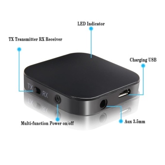 Bluetooth Transmitter And Receiver,2 In 1 Wireless Portable AudioAdapter(aptX Low Latency, Pair 2 At Once, For Home / Car SoundSystem) - Intl June 2018 - 2 Bluetooth Transmitter and Receiver,2 in 1 Wireless Portable AudioAdapter(aptX Low Latency, Pair 2 At Once, For Home / Car SoundSystem) - intl - 2