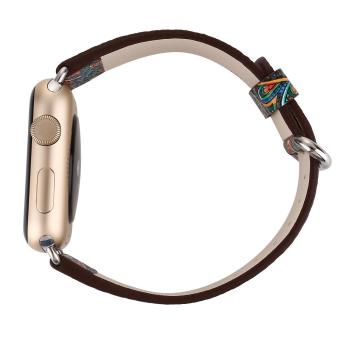 Leegoal Vintage Folk National Style Colorful Painting Watch BandStrap For Apple Watch Leather Bracelet With Connector 38mm June 2018 - 3 leegoal Vintage Folk National Style Colorful Painting Watch BandStrap For Apple Watch Leather Bracelet With Connector 38mm - 3