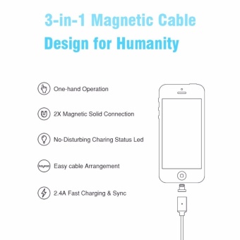 Magnetic Clip-on USB Fast Charging And High Speed Data TransmissionSync Braided Wire 3-in-1 Magnetic LightingMicro USBType-C MiniMetal Connector For IOS Or Android(1 Magnetic Charging Data Cableand 3 Micro USB Connector) - Intl June 2018 - 4 Magnetic clip-on USB Fast Charging and High Speed data TransmissionSync Braided Wire 3-in-1 Magnetic LightingMicro USBType-C MiniMetal connector for iOS or Android(1 Magnetic Charging data Cableand 3 Micro USB connector) - intl - 4
