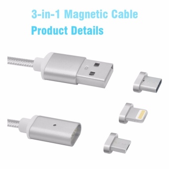 Magnetic Clip-on USB Fast Charging And High Speed Data TransmissionSync Braided Wire 3-in-1 Magnetic LightingMicro USBType-C MiniMetal Connector For IOS Or Android(1 Magnetic Charging Data Cableand 3 Micro USB Connector) - Intl June 2018 - 3 Magnetic clip-on USB Fast Charging and High Speed data TransmissionSync Braided Wire 3-in-1 Magnetic LightingMicro USBType-C MiniMetal connector for iOS or Android(1 Magnetic Charging data Cableand 3 Micro USB connector) - intl - 3
