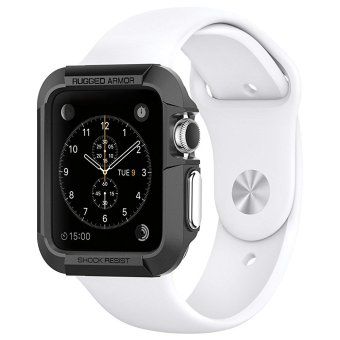 Miimall Rugged Shock Resist Protection Armor Soft Silicone RubberCase For Apple Watch 38mm (Black) June 2018 - 5 Miimall Rugged Shock Resist Protection Armor Soft Silicone RubberCase for Apple Watch 38mm (Black) - 5