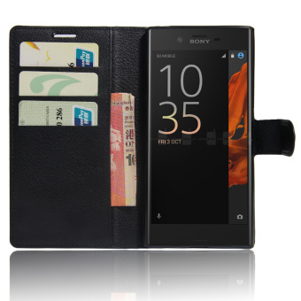 PU Leather Wallet Case Cover For Sony Xperia XZ (Black) June 2018 - 5 PU Leather Wallet Case Cover For Sony Xperia XZ (Black) - 5