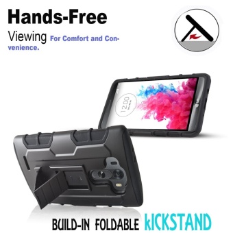 Shockproof Heavy Duty Protection Hybrid Full Body Rugged Case Rubber Dual Layer Holster Cover For LG G3 With Kickstand - Intl July 2018 - 2 Shockproof Heavy Duty Protection Hybrid Full Body Rugged Case Rubber Dual Layer Holster Cover for LG G3 with Kickstand - intl - 2