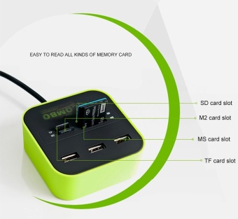 USB 2.0 Hub Combo All In One Multi-card Reader With 3 Ports ForMMC/M2/MS Blue Color - Intl May 2018 - 3 USB 2.0 hub Combo All In One Multi-card Reader with 3 Ports forMMC/M2/MS Blue Color - intl - 3