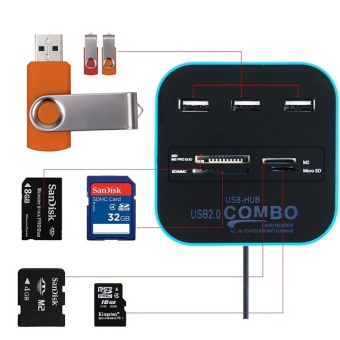 USB 2.0 Hub Combo All In One Multi-card Reader With 3 Ports ForMMC/M2/MS Blue Color - Intl May 2018 - 2 USB 2.0 hub Combo All In One Multi-card Reader with 3 Ports forMMC/M2/MS Blue Color - intl - 2
