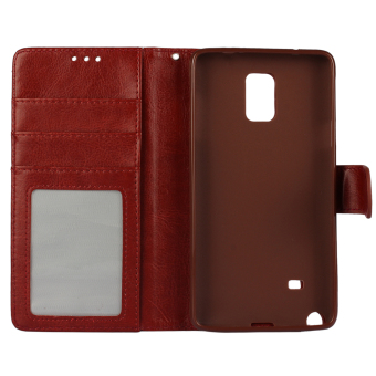 Wallet Flip Leather Case With Card Bag Holder For Samsung GALAXYNote 4 Brown July 2018 - 5 Wallet Flip Leather Case With Card Bag Holder For Samsung GALAXYNote 4 Brown - 5