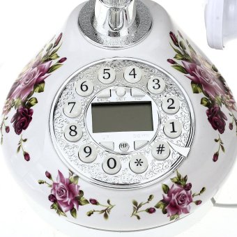 WiseBuy Retro Antique Style Resin Desk Telephone Phone PrintSilver+White Home Decor April 2018 - 4 WiseBuy Retro Antique Style Resin Desk Telephone Phone PrintSilver+White Home Decor - 4