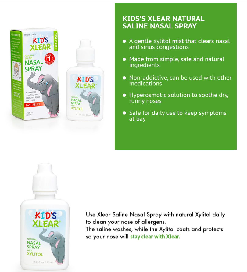 Xlear Kids Natural Saline Sinus Nasal Spray 22ml (0.75 Fl Oz) U2013 Pearlie White