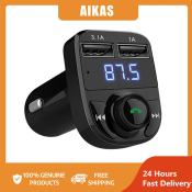 AIKAS X8A Bluetooth Car Charger with FM Transmitter and Handsfree