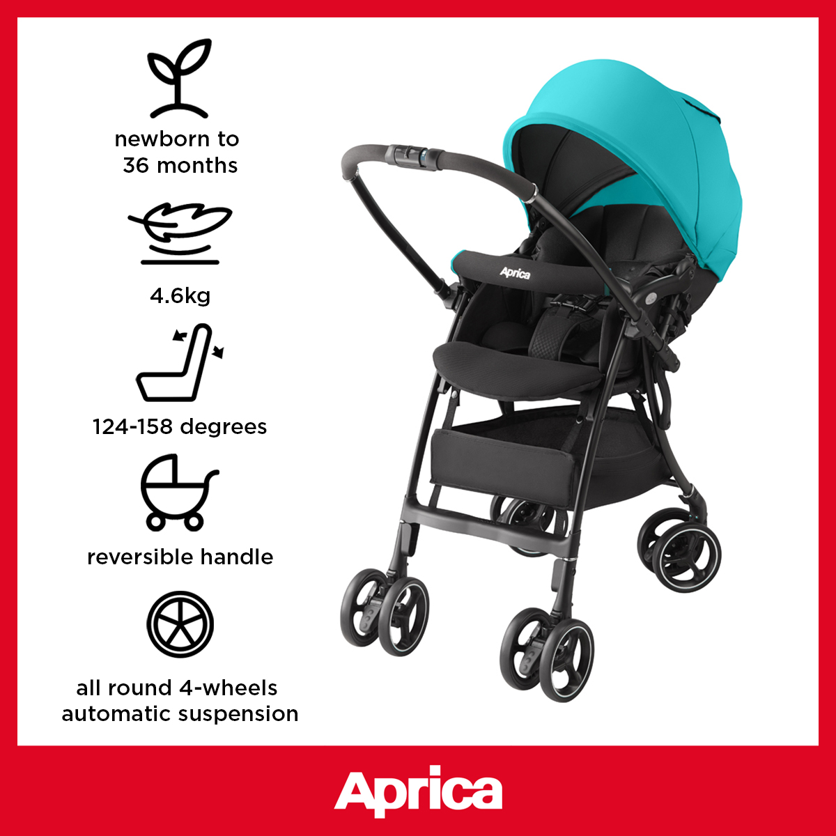 Aprica Luxuna Cushion 0-36m Deluxe Newborn to Toddler Stroller 